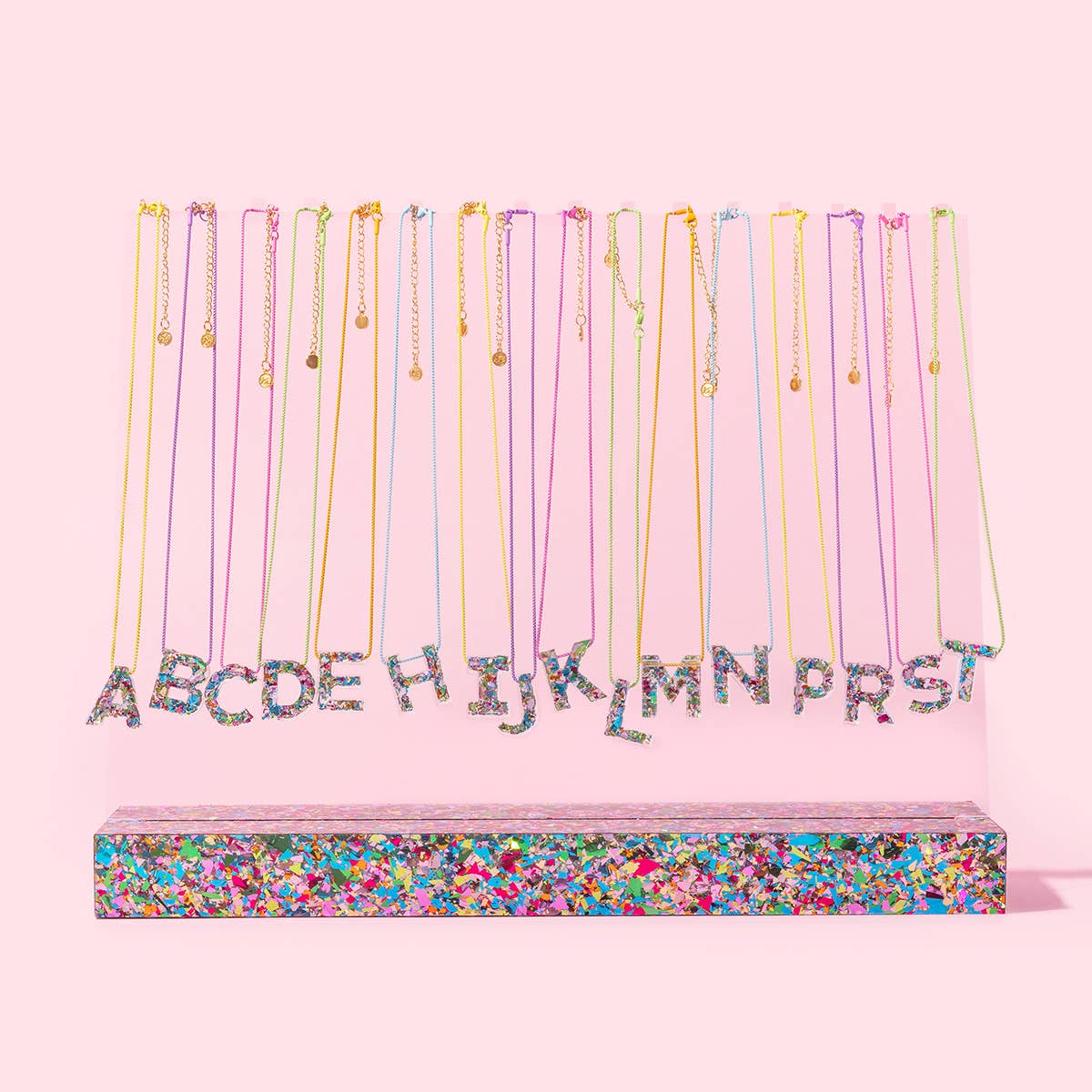 Rainbow Confetti Initial Necklace
