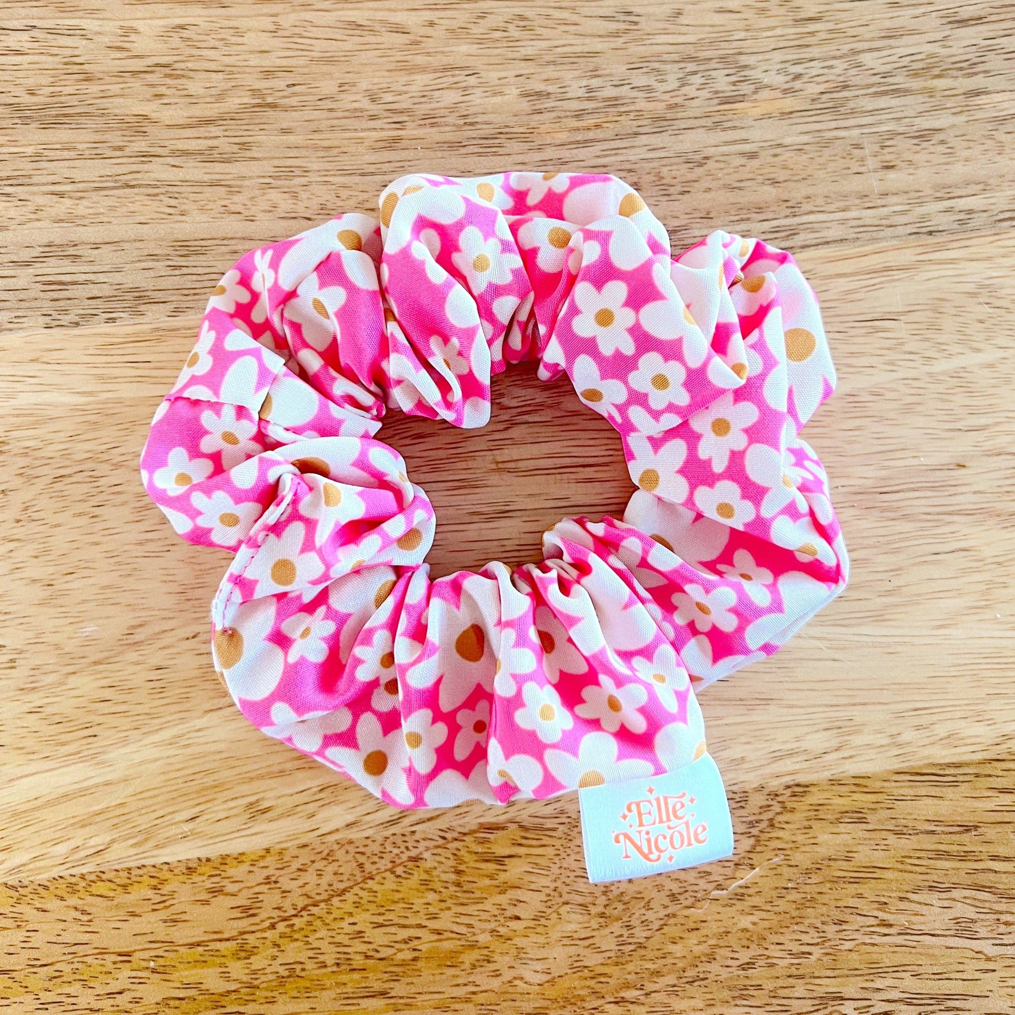 Scrunchie - Pink Daisy Pattern - Hair Accessory