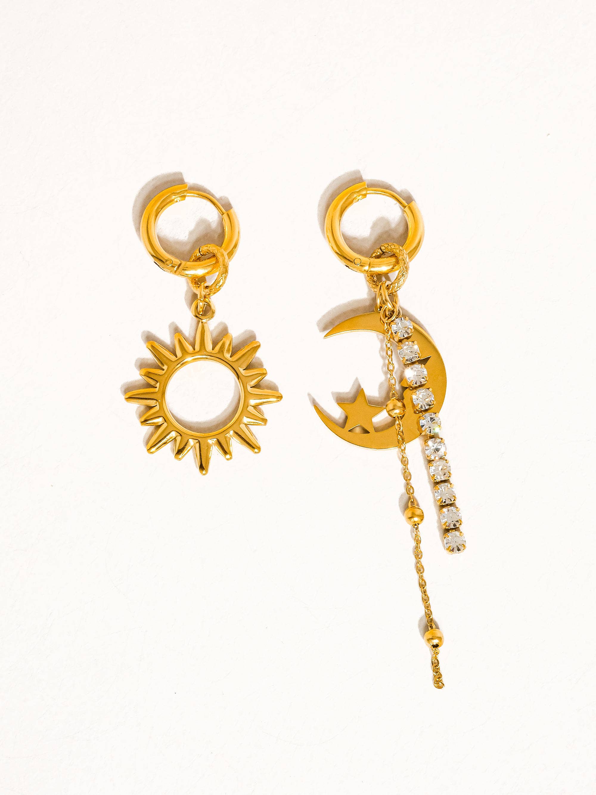 Edmée 18K Gold Non-Tarnish Mismatch Sun and Moon Earring