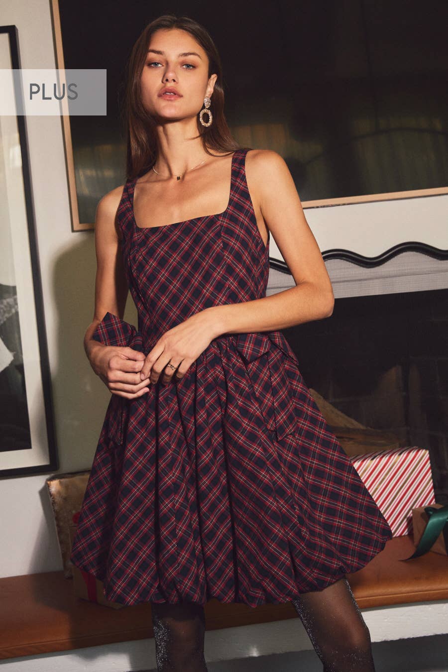 Plaid Sleeveless Mini Dress