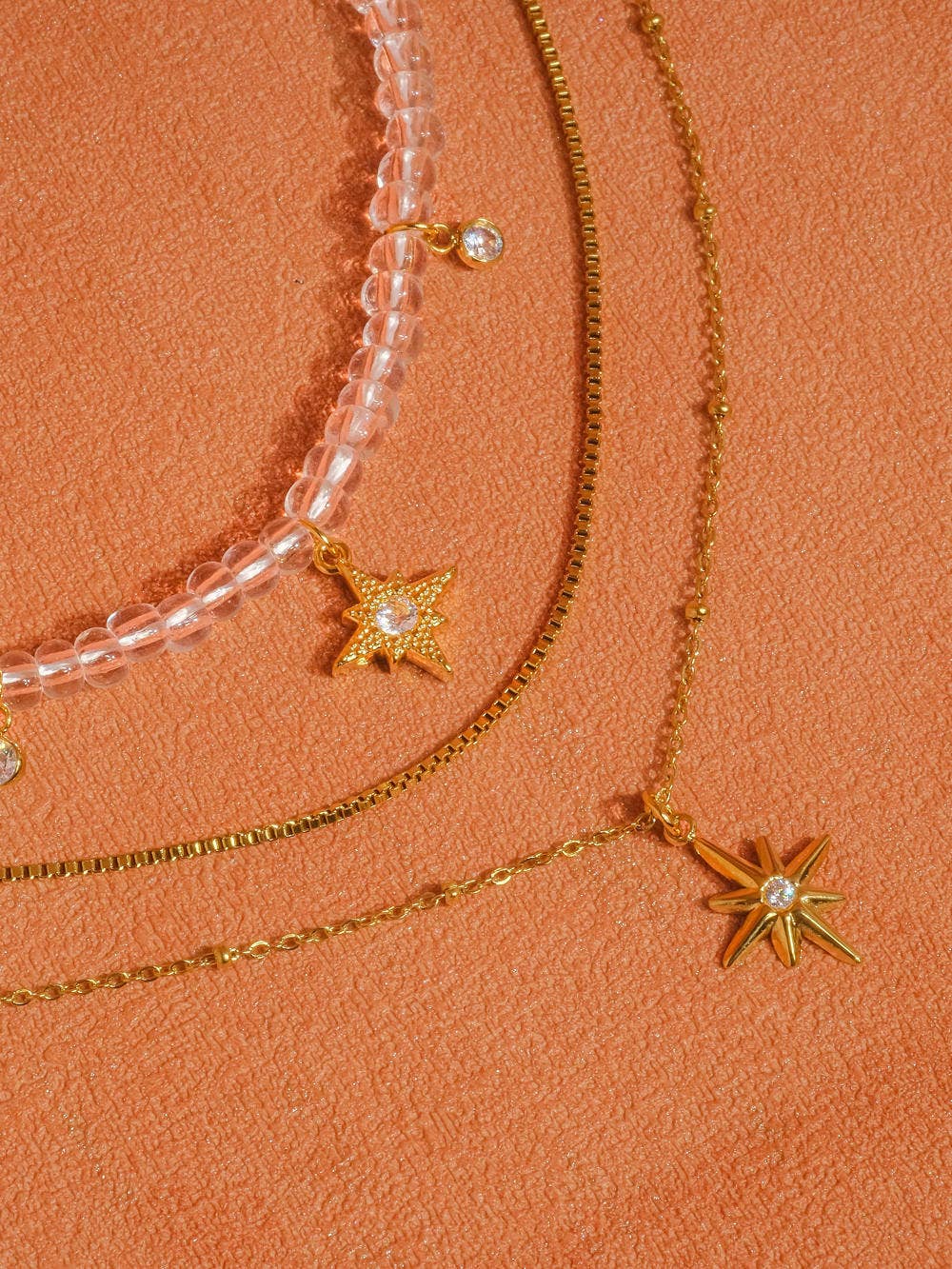 Jomar 18K Non-Tarnish Layered Star Beaded Necklace