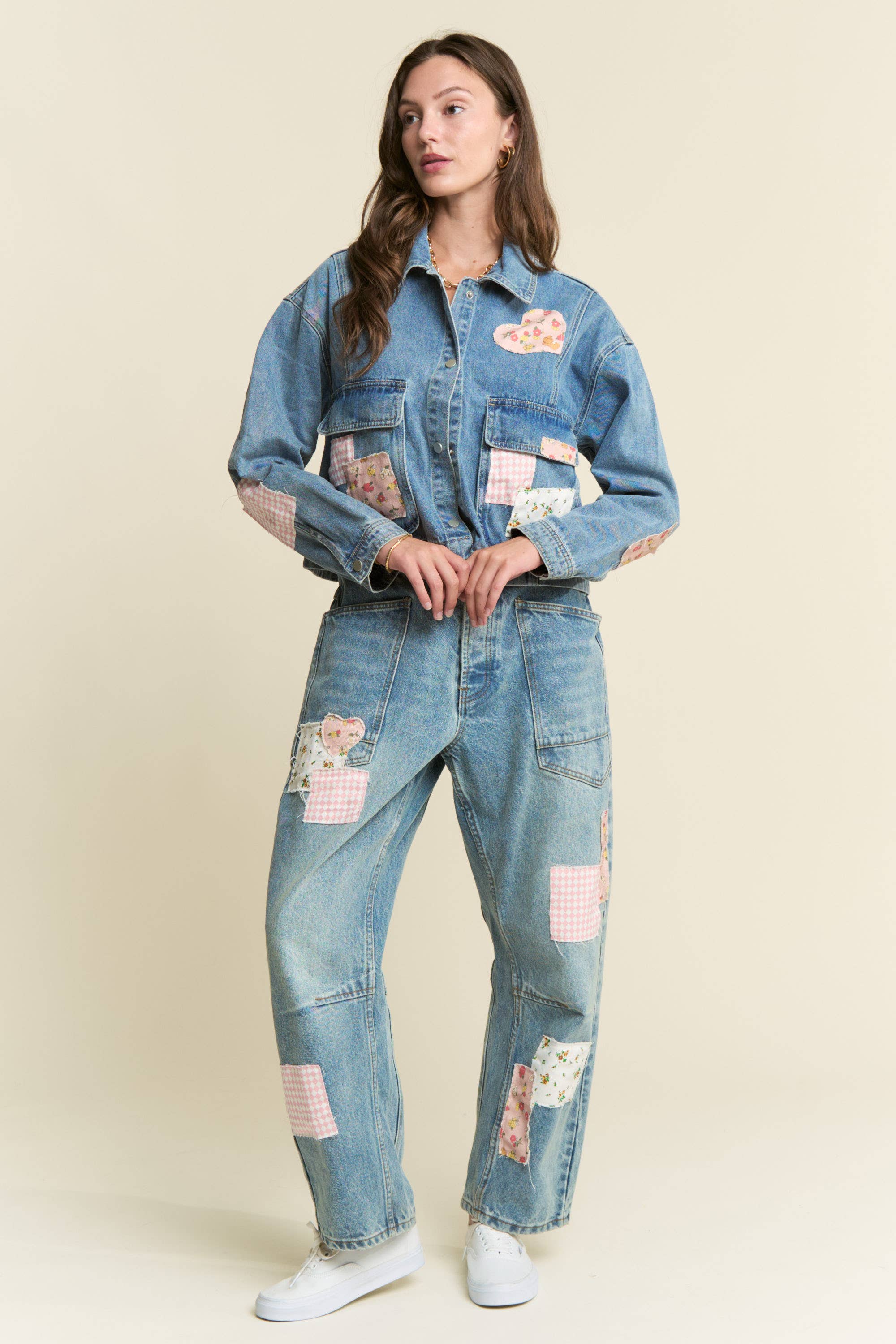 Light Wash Spring Patchwork Jeans