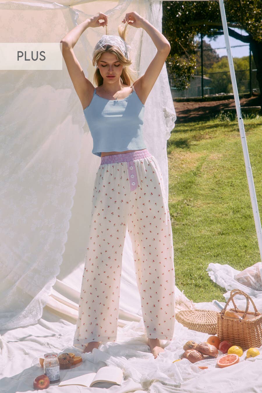 Cropped Camisole Top with Lace Details (Plus)