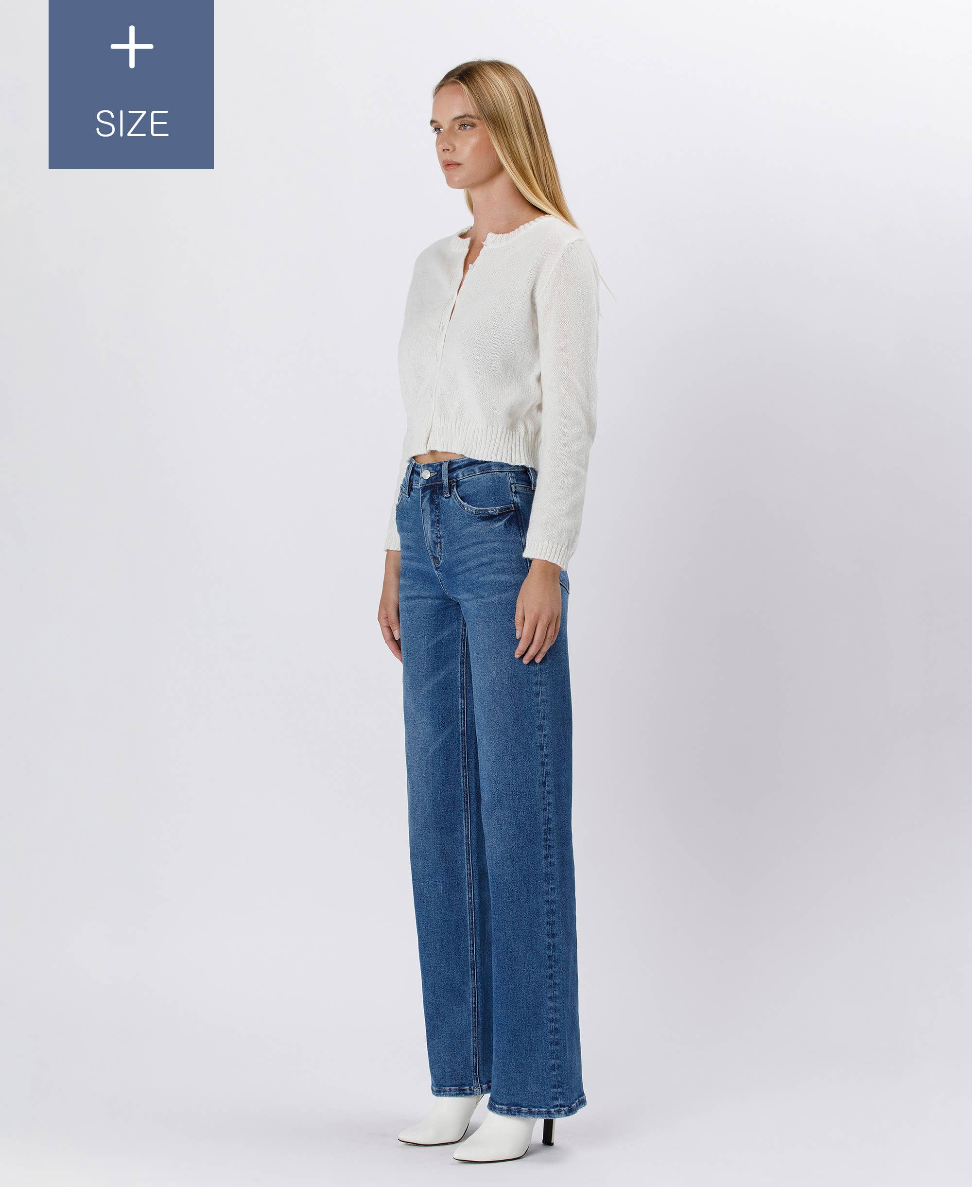 Super High Rise Stretch 90's Wide Leg Jeans (Plus)