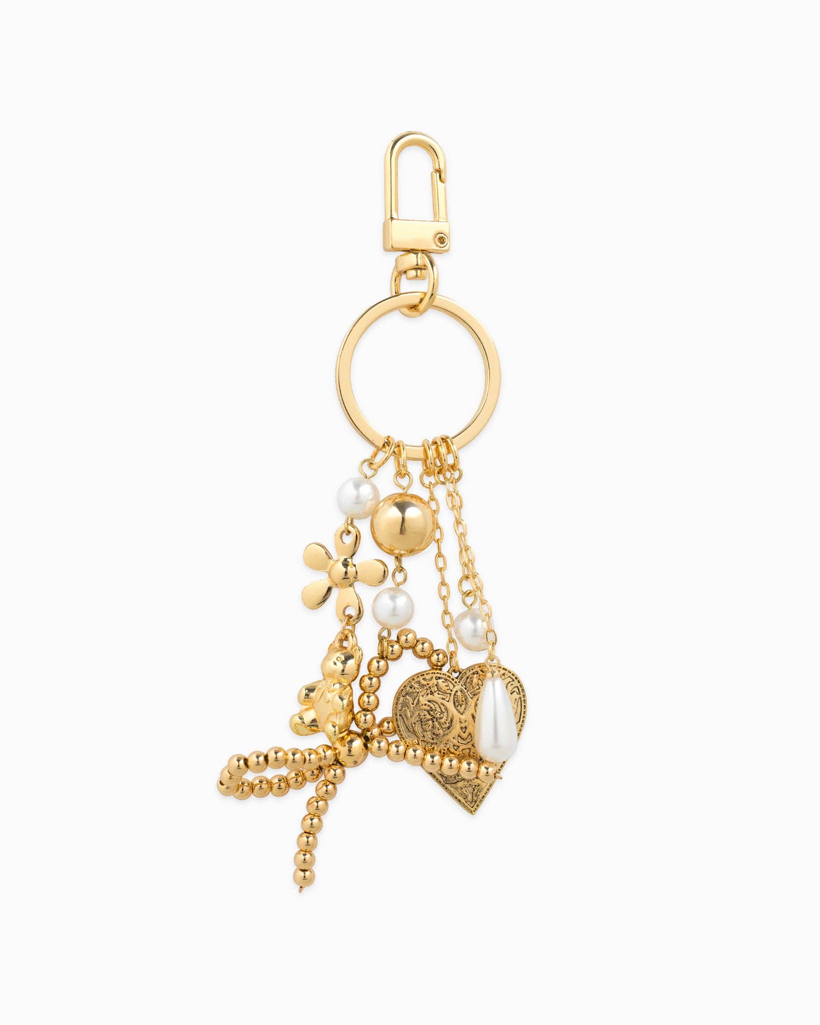 Romantic Whimsy Vintage Heart & Pearl Bag Charm