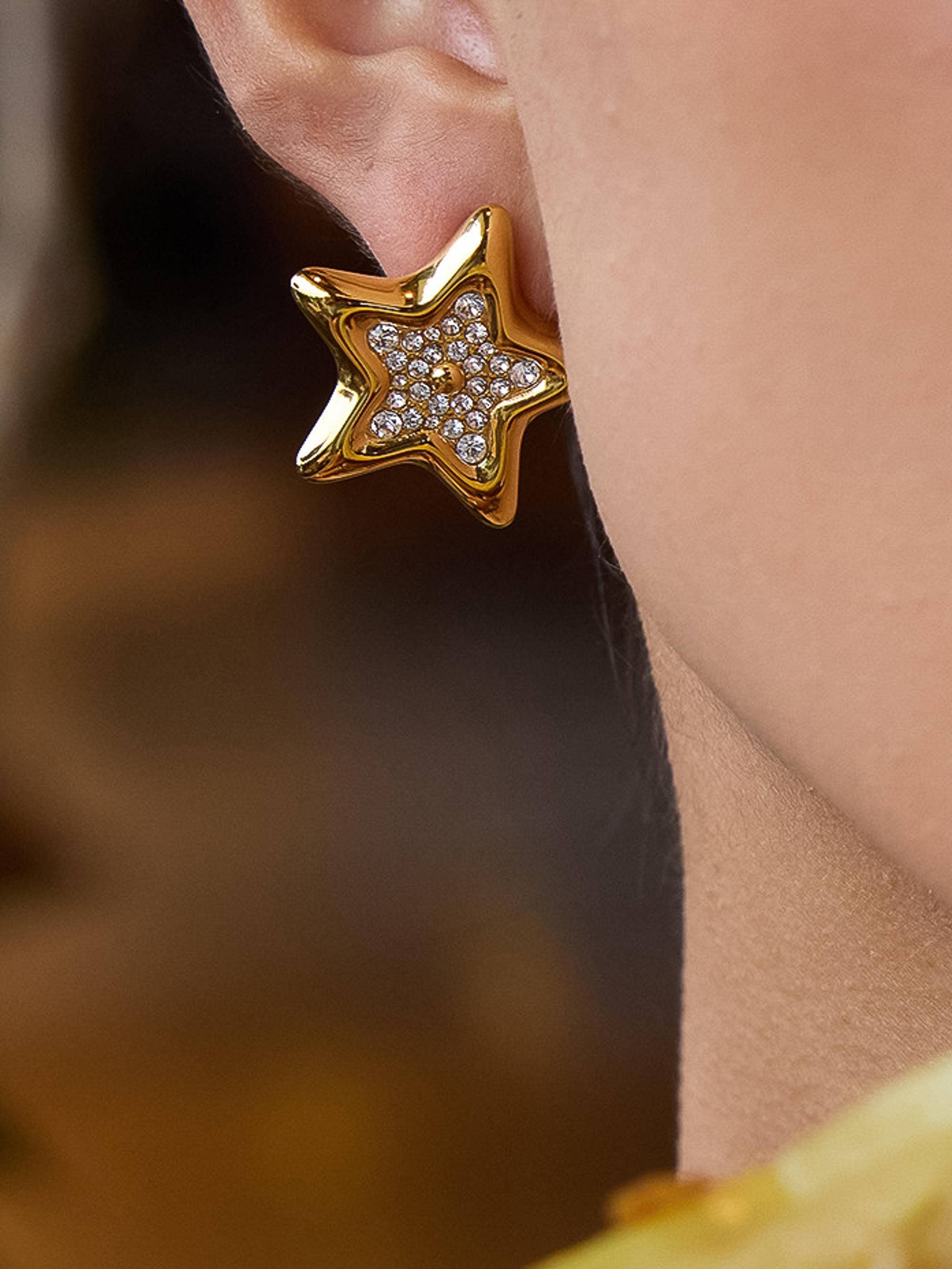 Hammlet 18K Gold Non-Tarnish CZ Star Stud
