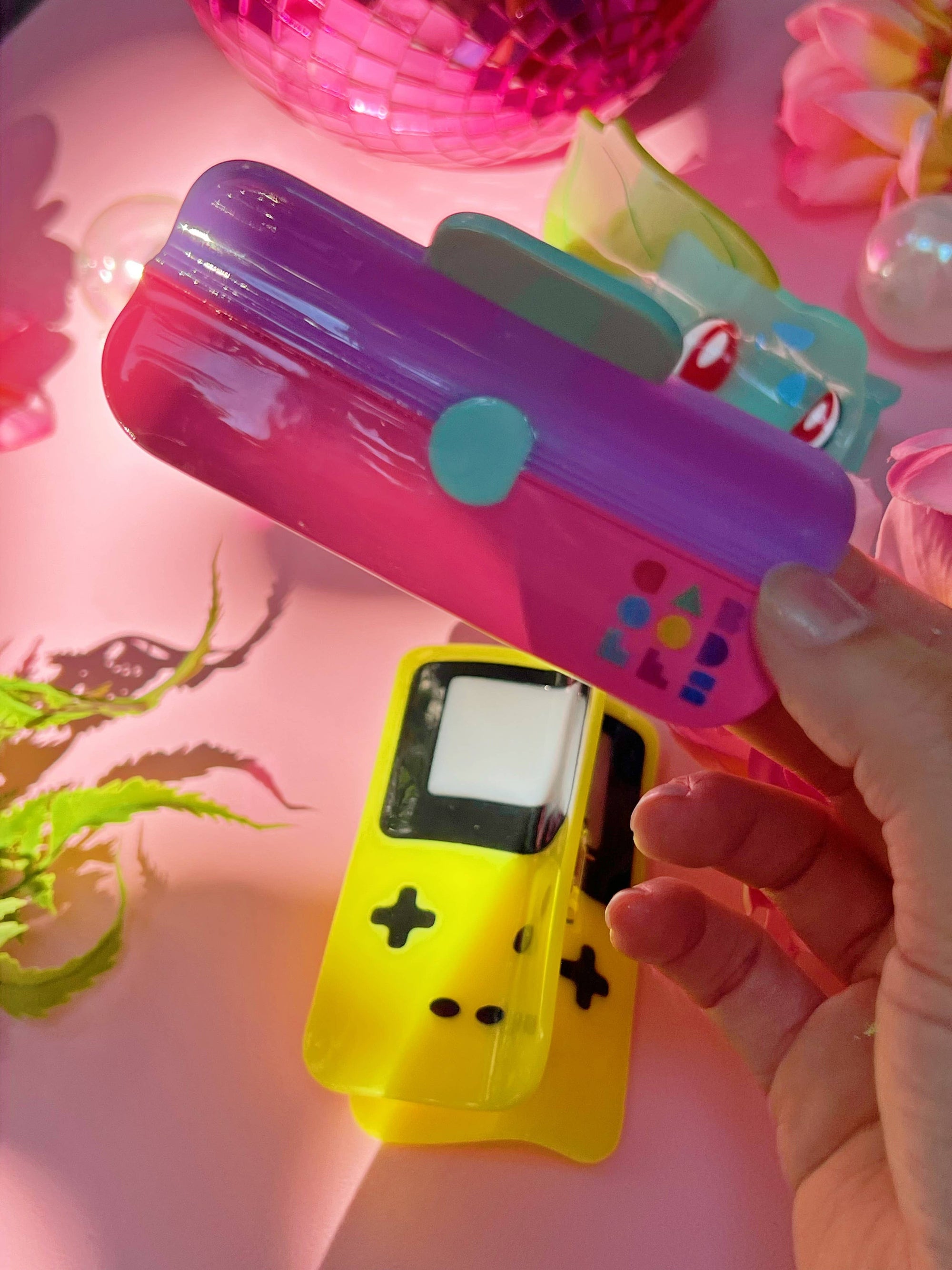 90s Make-up case Pink and Purple Hair Claw | Acetate Clip