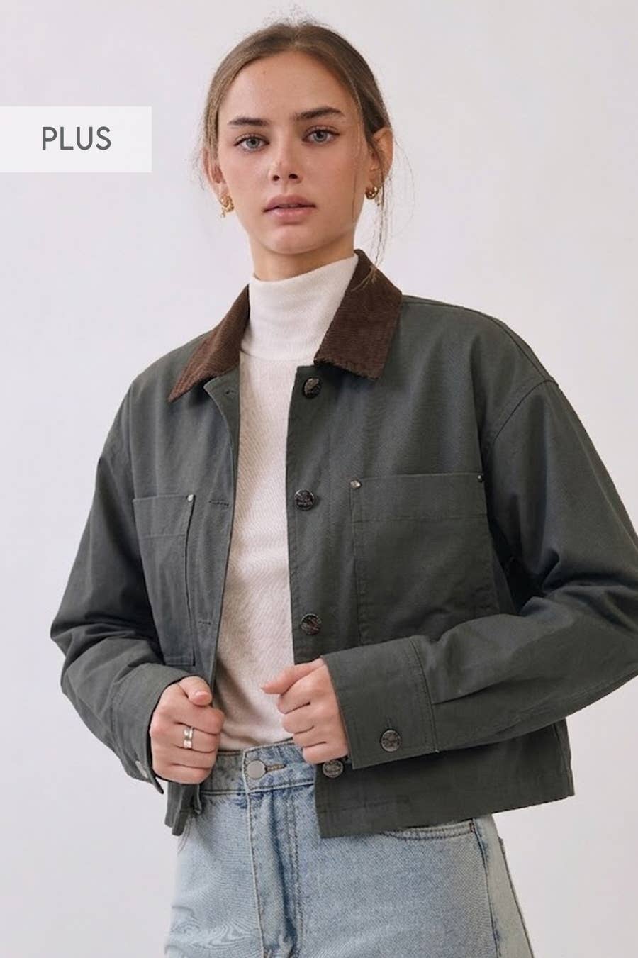 Plus Cropped Barn Jacket