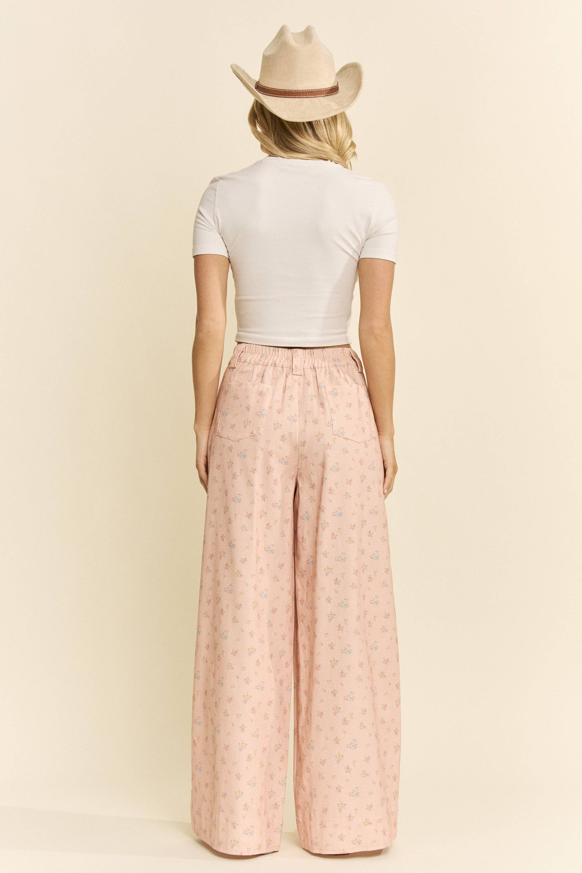 Floral Print Wide Leg Pants