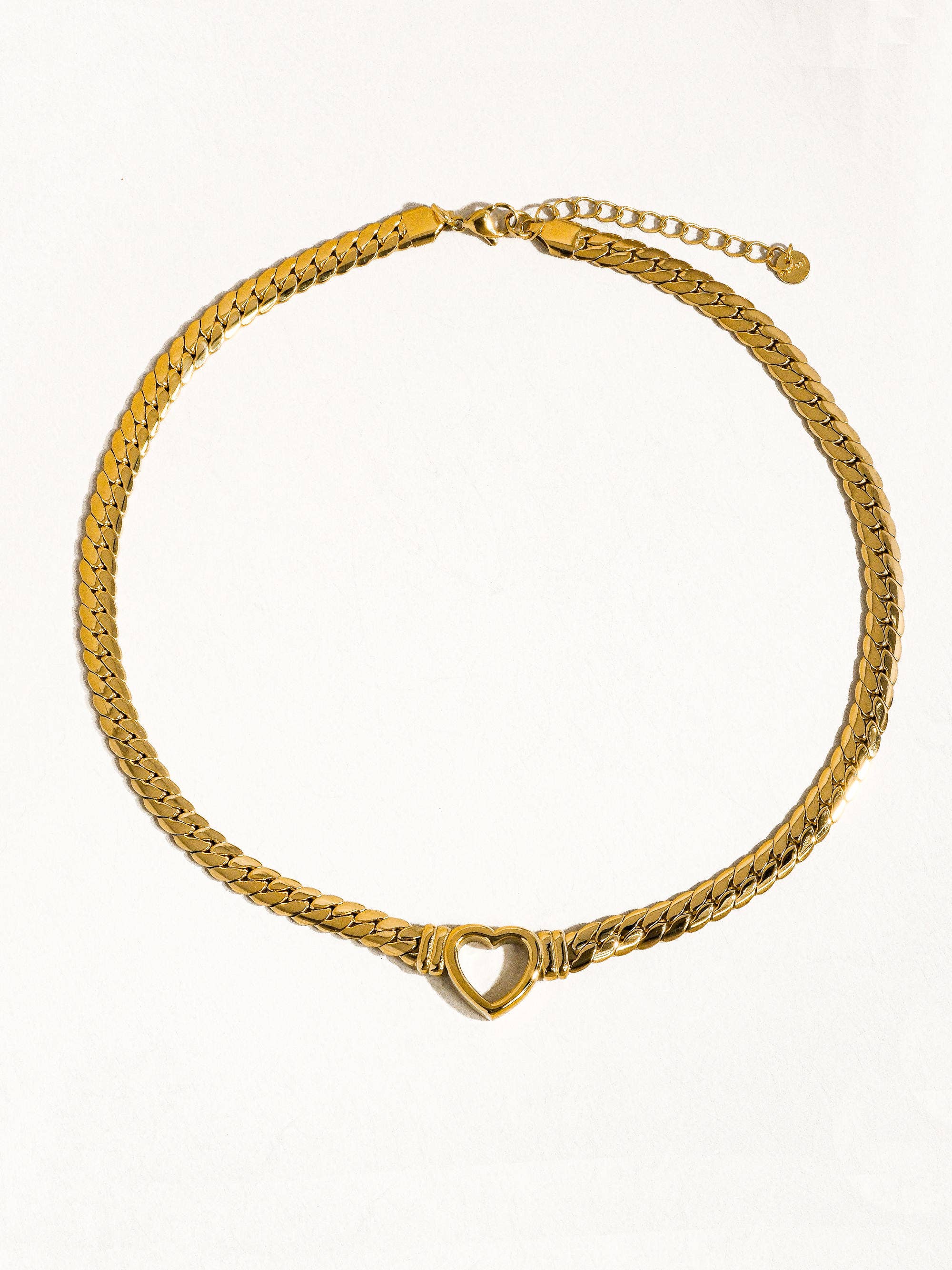 Tessa 14K Non-Tarnish Heart Snake Chain Necklace, Bracelet