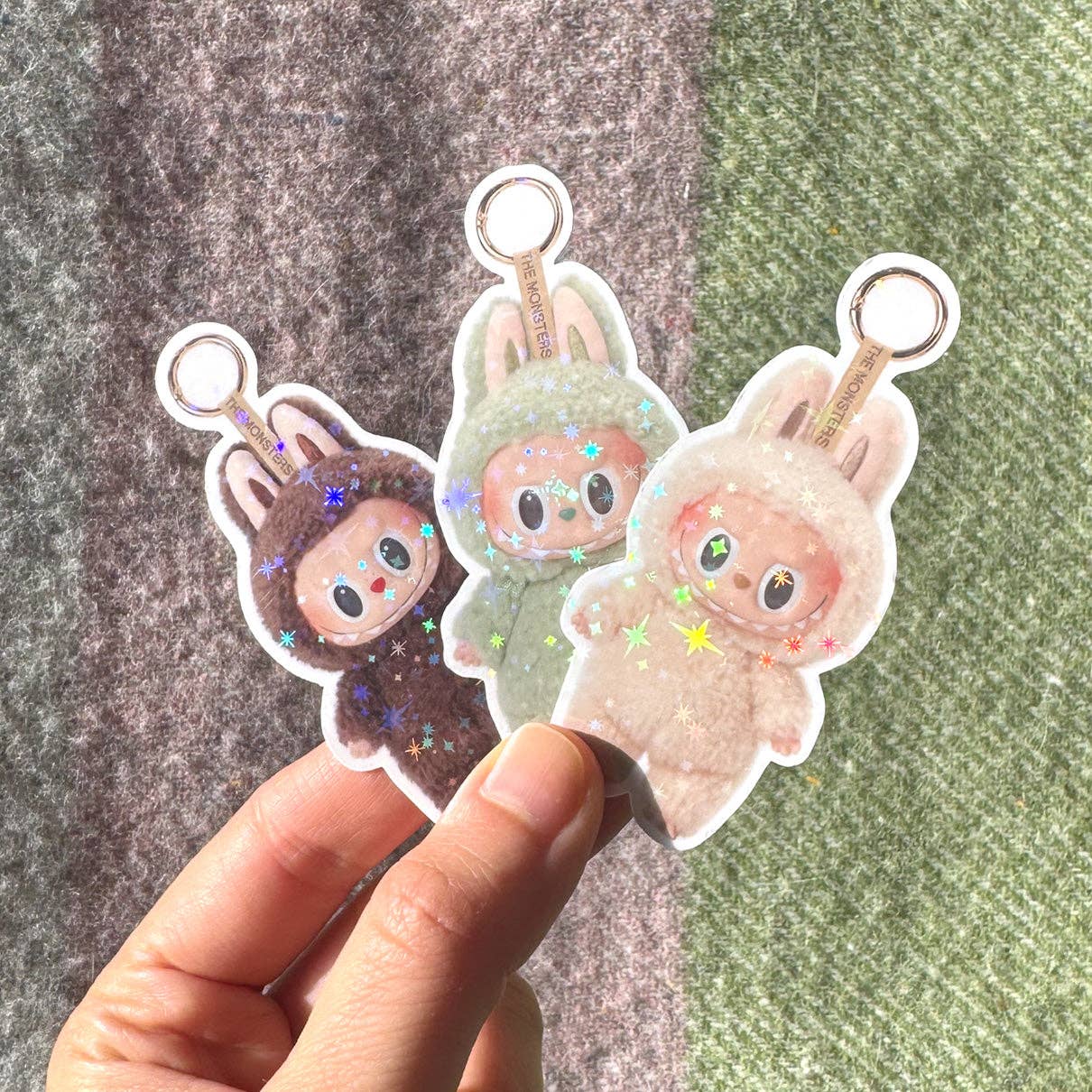 Labubu Macaron Sparkly Stickers - 3 Colors To Choose