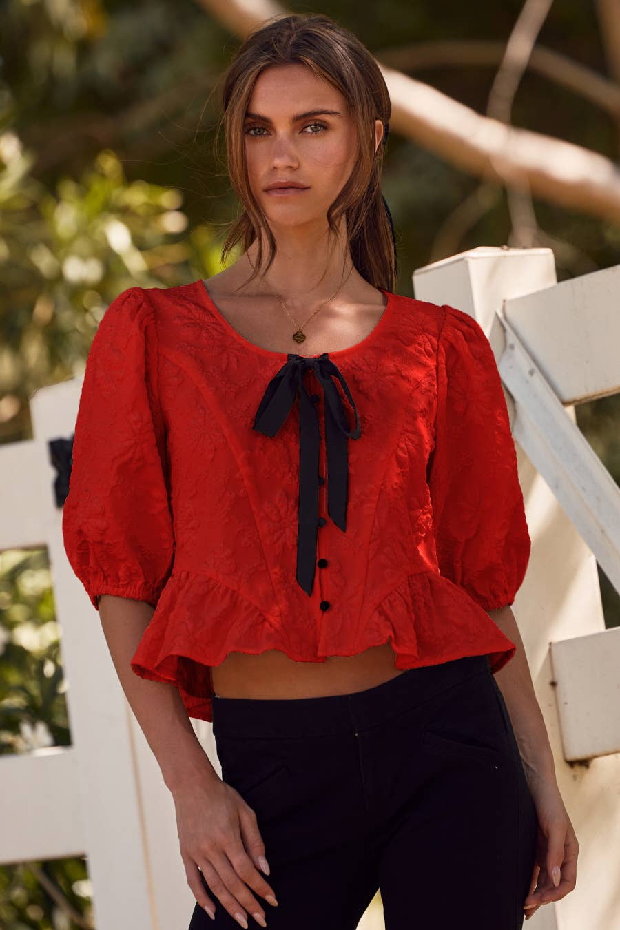 Jacquard Fabric Contour Top