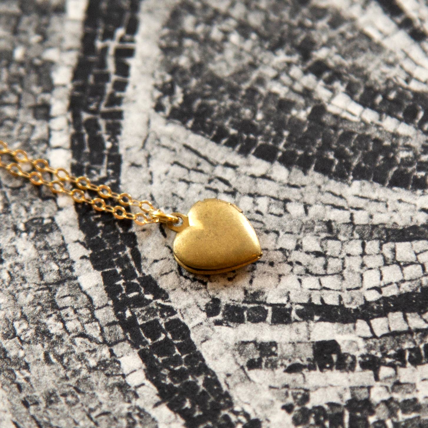 Vintage Tiny Brass Heart Locket Necklace