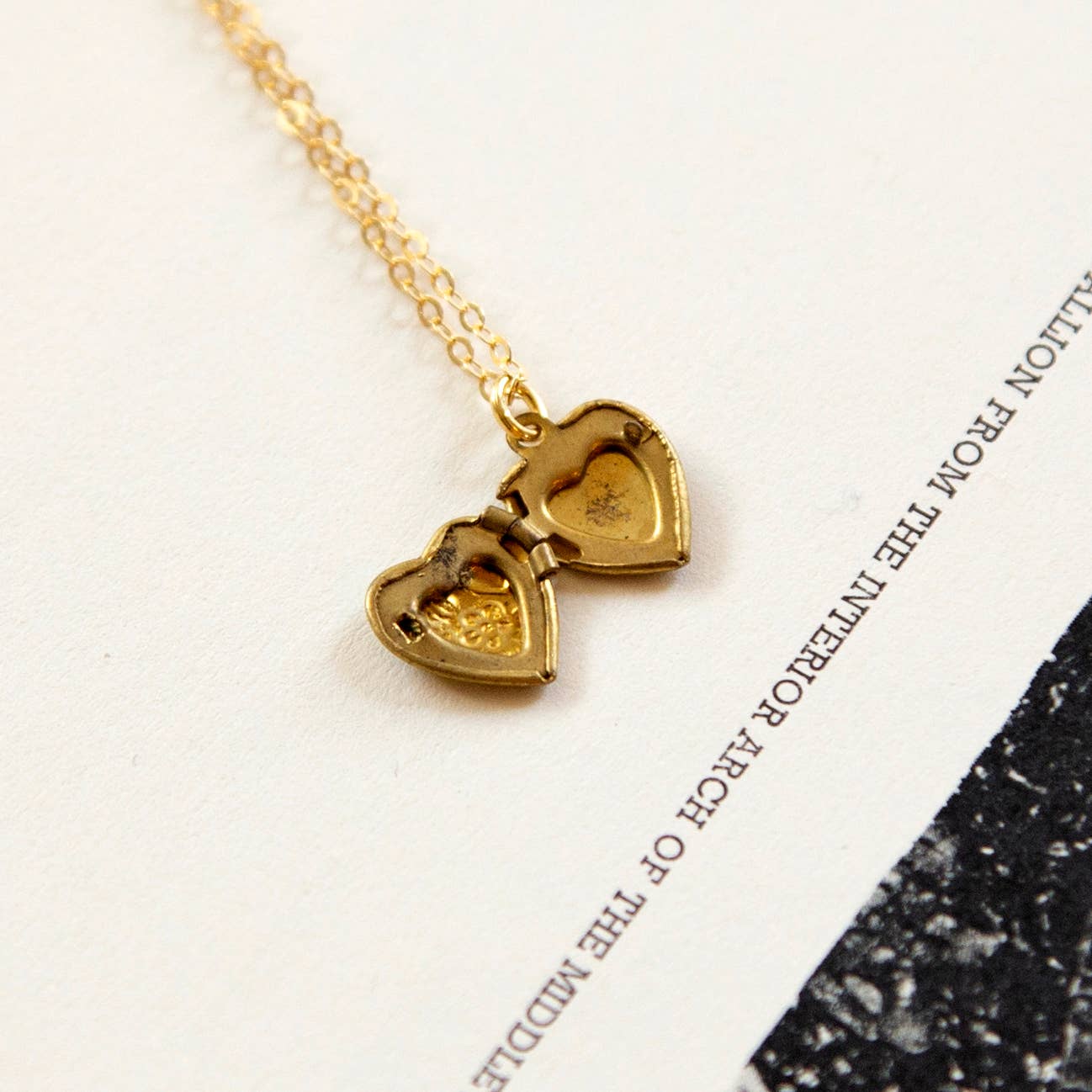 Vintage Tiny Brass Heart Locket Necklace