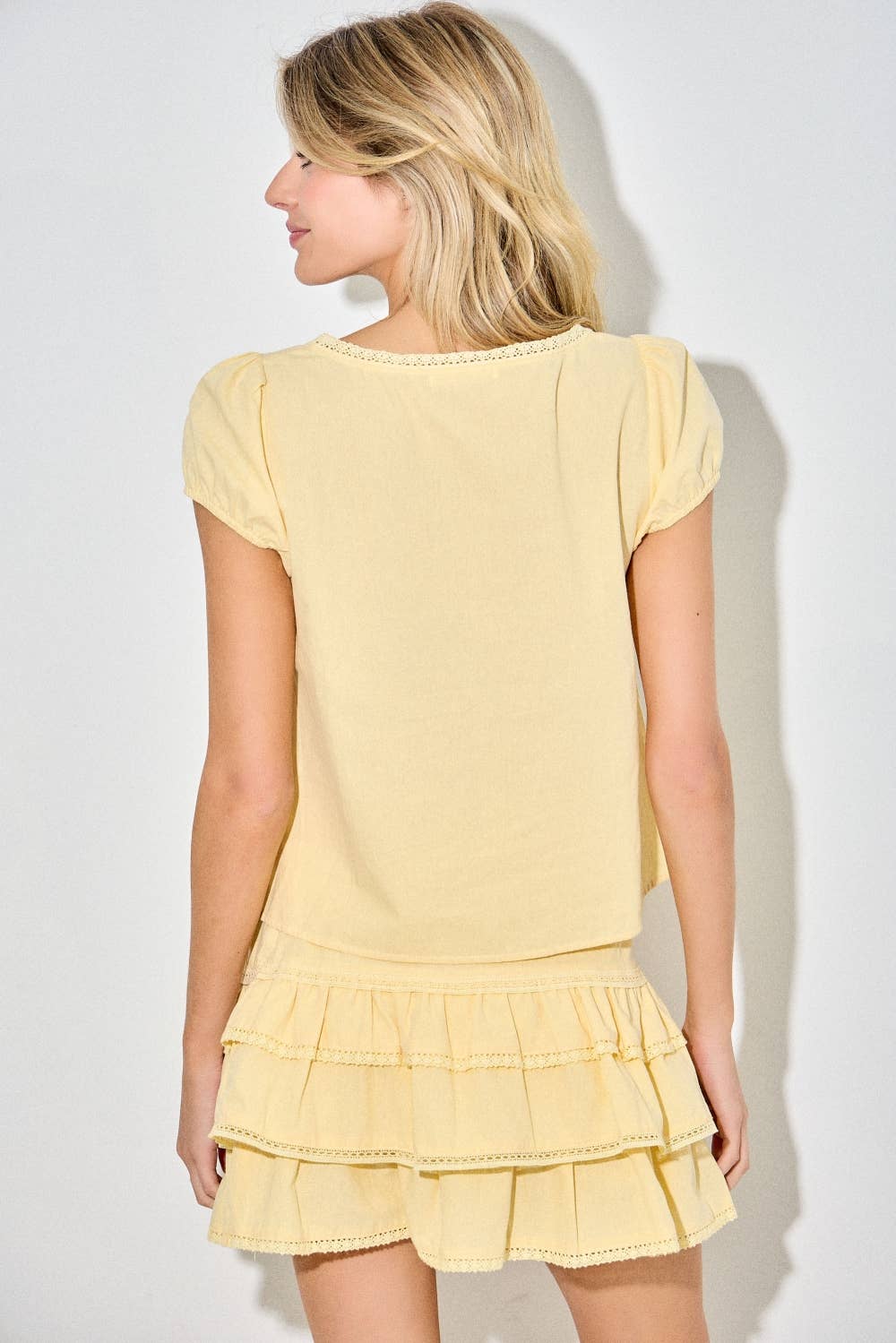 Pintuck Pleated Button-Front Shell Top