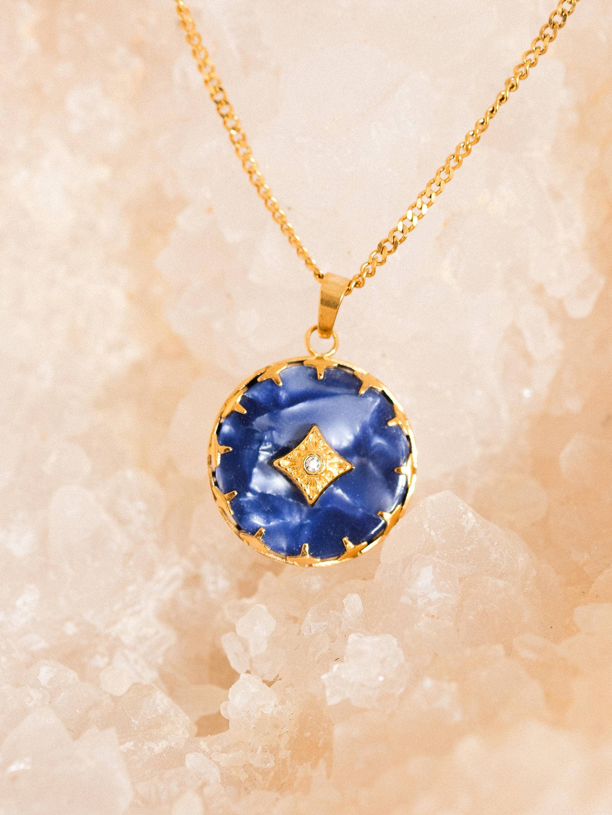 Azalea 18K Non-Tarnish Gemstone Round Necklace