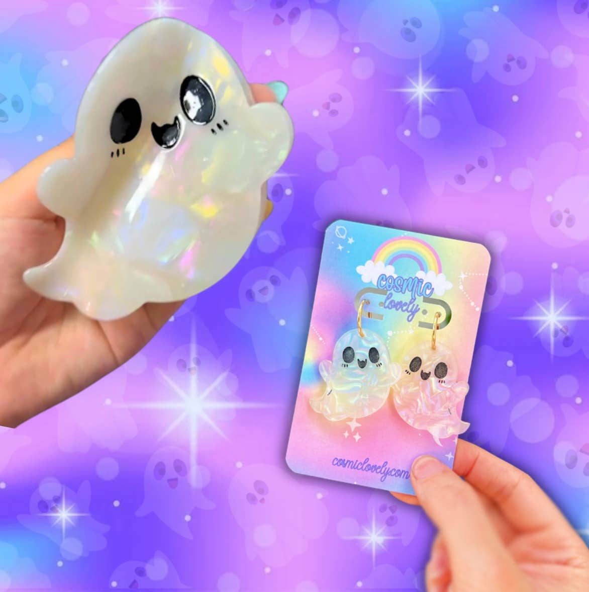 Iridescent Ghostie Hair Claw Clip