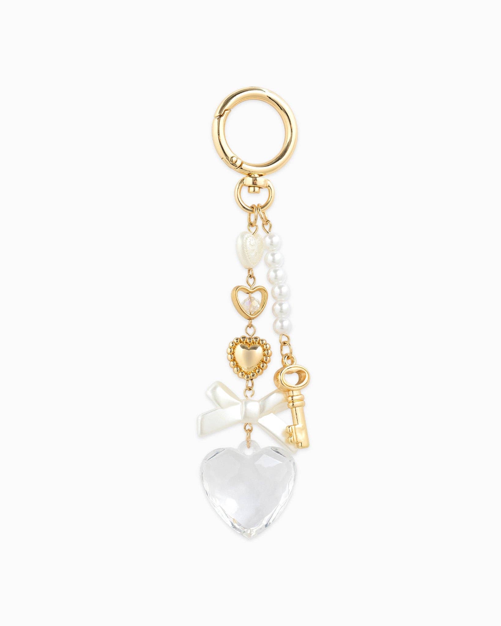 Romantic Heart Coquette Pearl Key Bag Charm