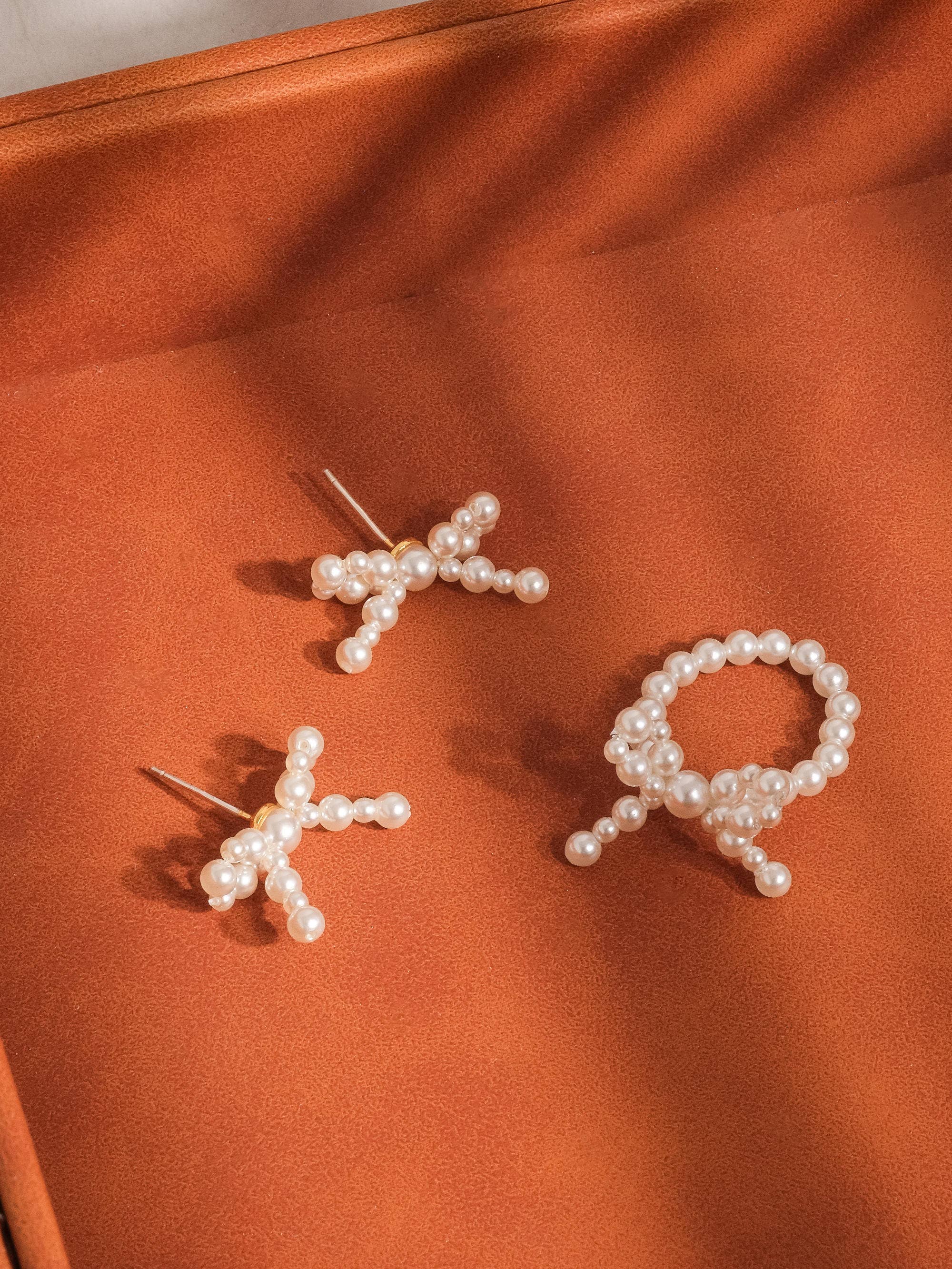 Pépin 18K Gold Bow Pearl Earring, Ring