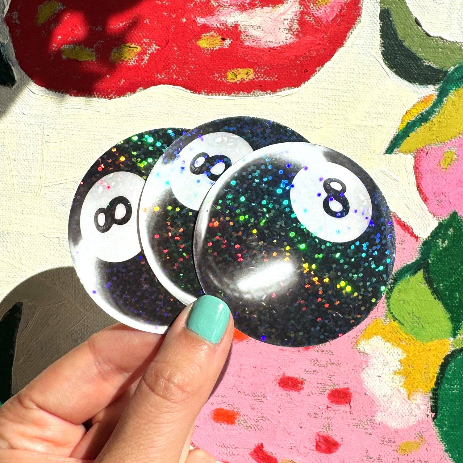 8 Ball Glitter Sticker
