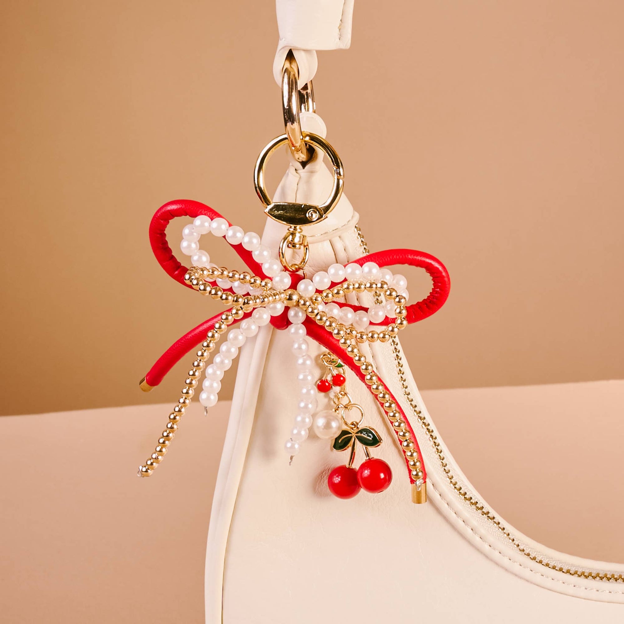 Layered Bows Bag Charm-Cherry Bliss