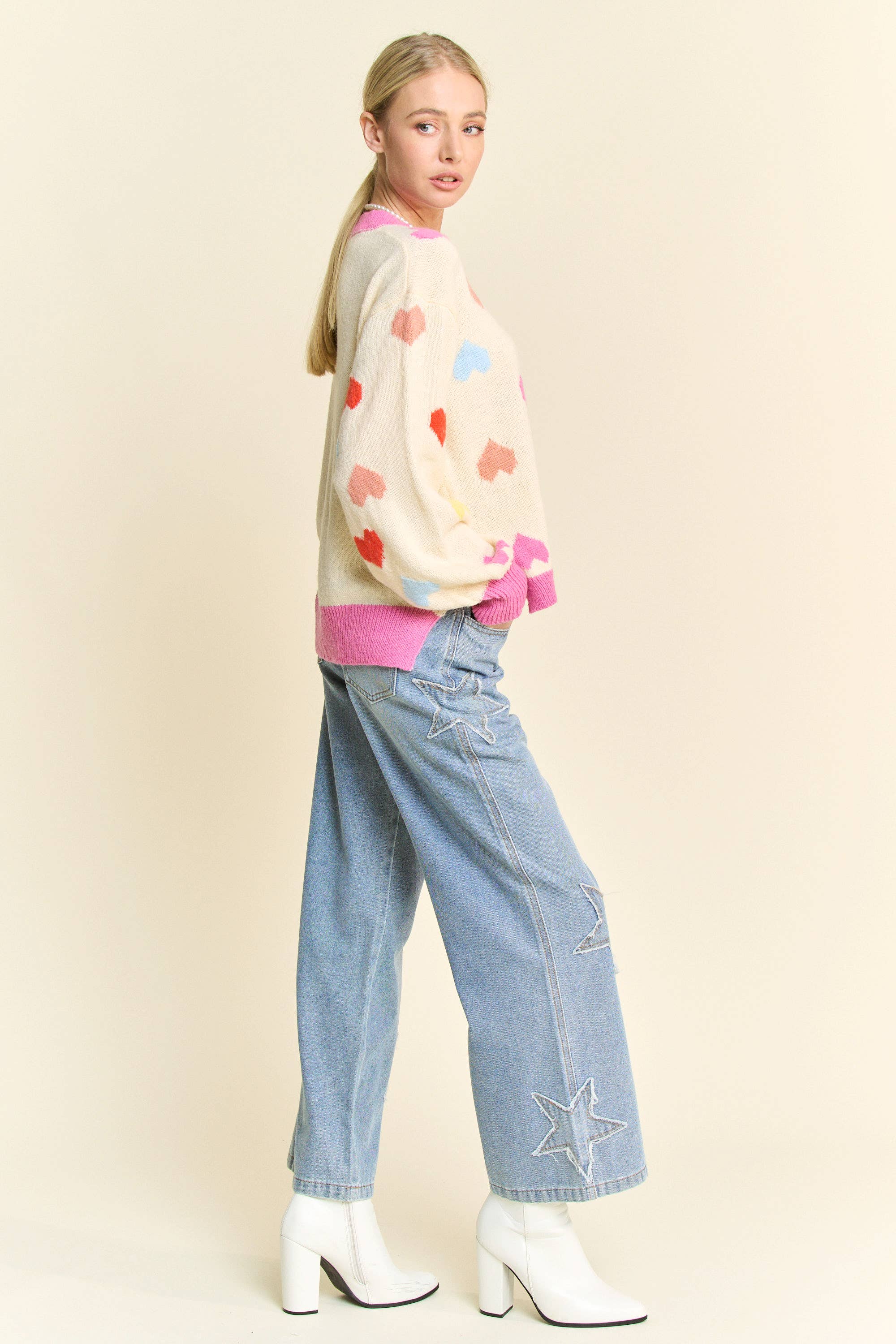 Star Patch Wide Leg Jeans