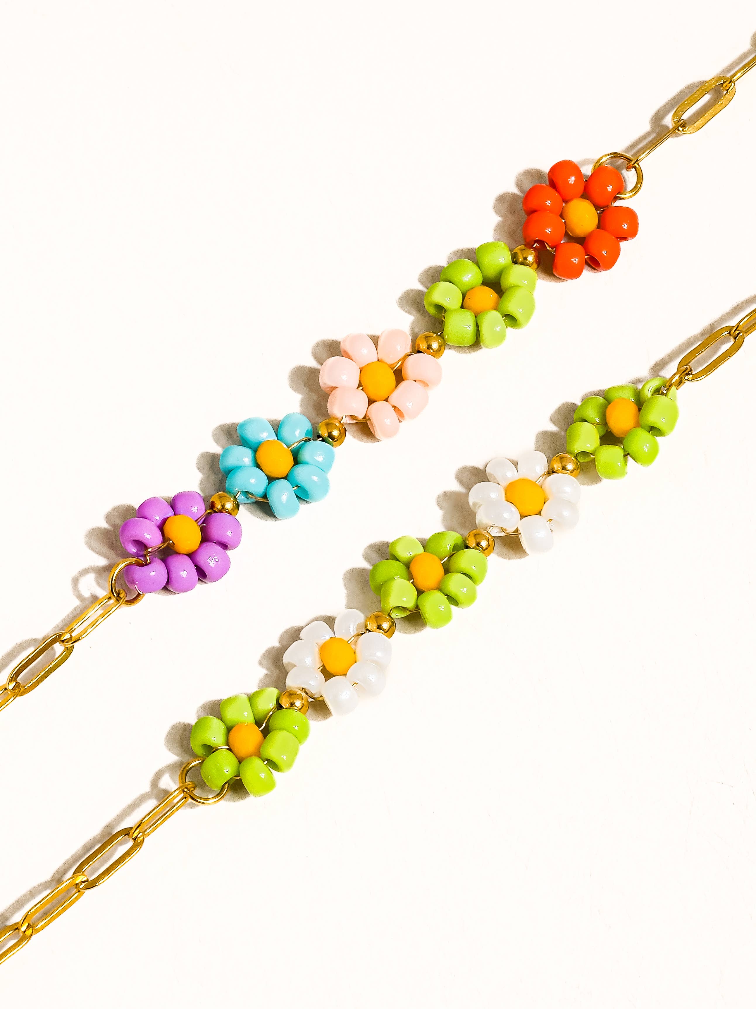 Leia 18K Gold Non-Tarnish Beaded Daisy Chain Bracelet