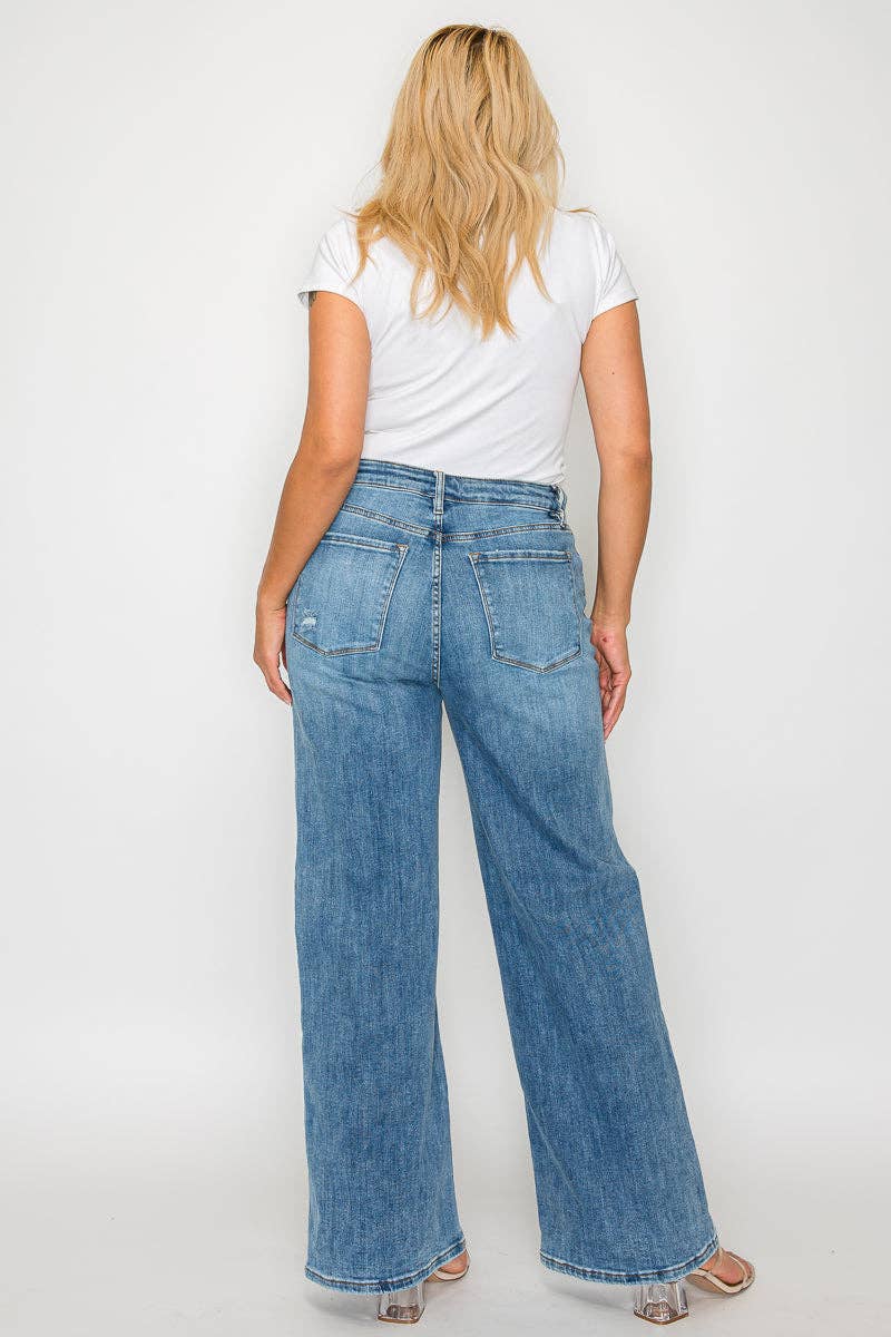 High Rise Wide Leg Jeans (Plus)