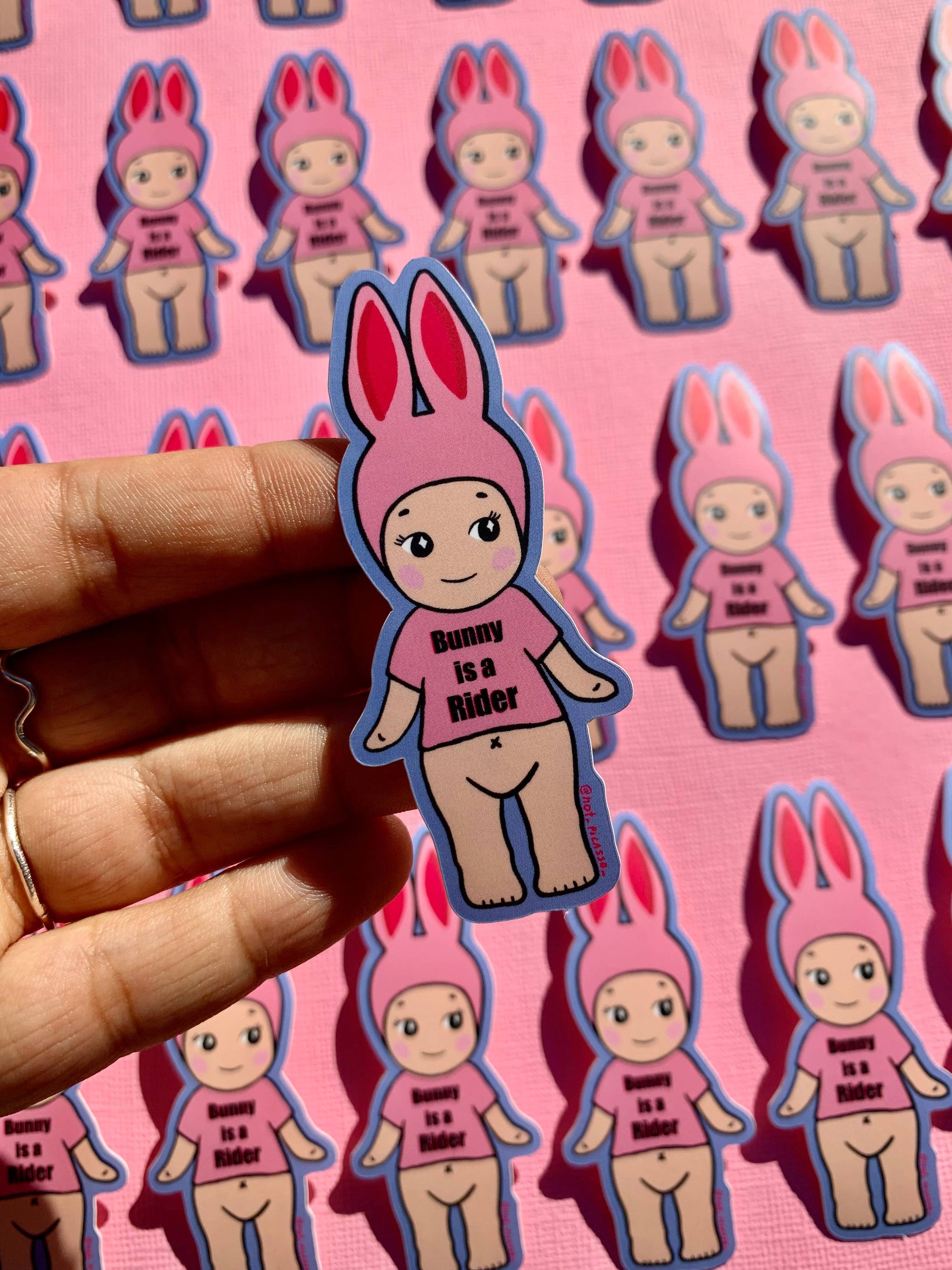 Bunny is a Rider Kewpie Sticker 