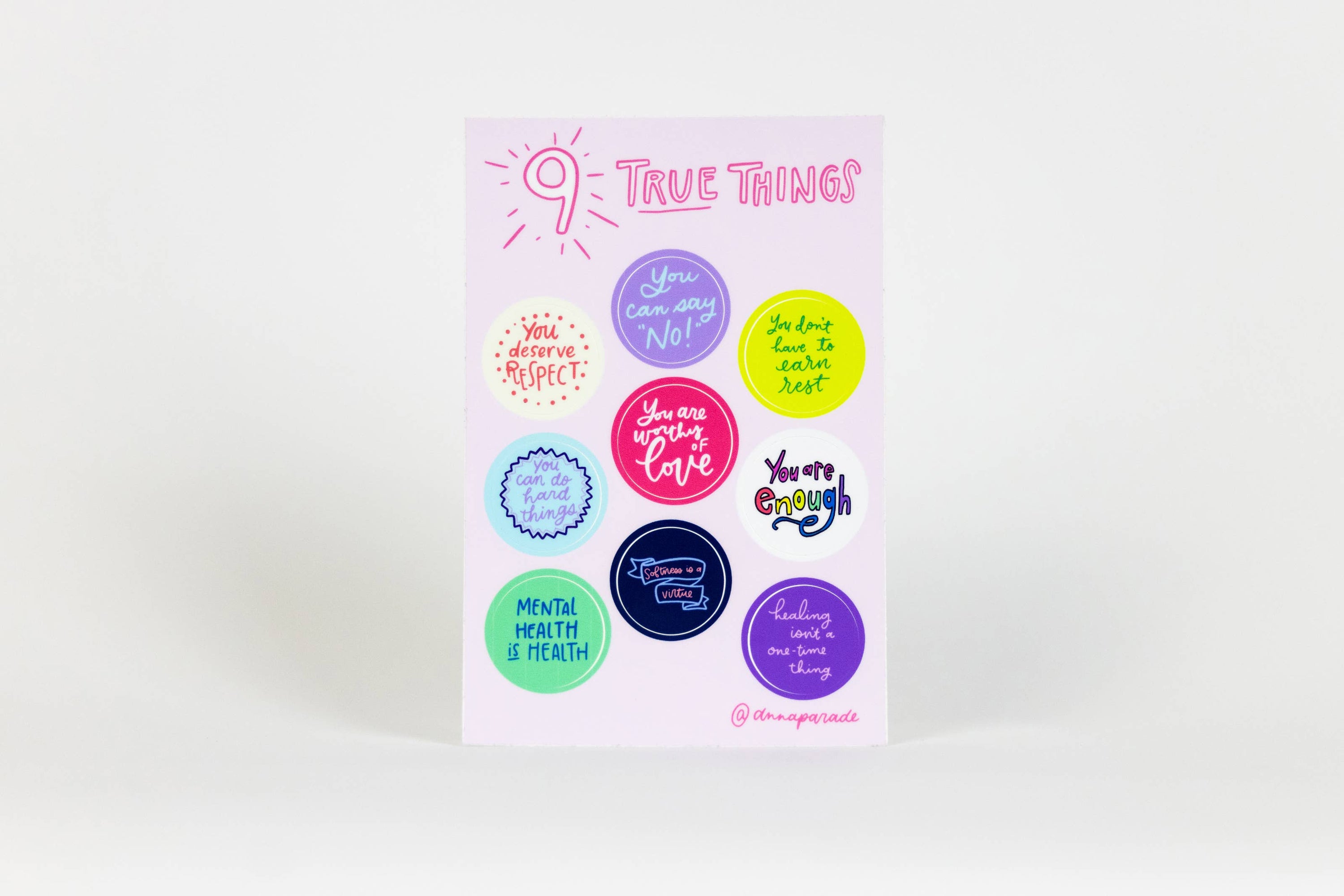 9 True Things Vinyl Sticker Sheet