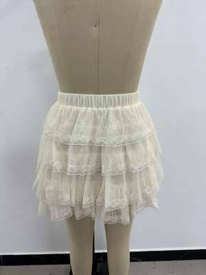 Pink Lace Ruffle Mini Skirt (Plus)
