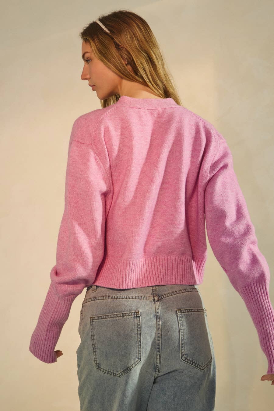 Soft Cropped Button-front Cardigan