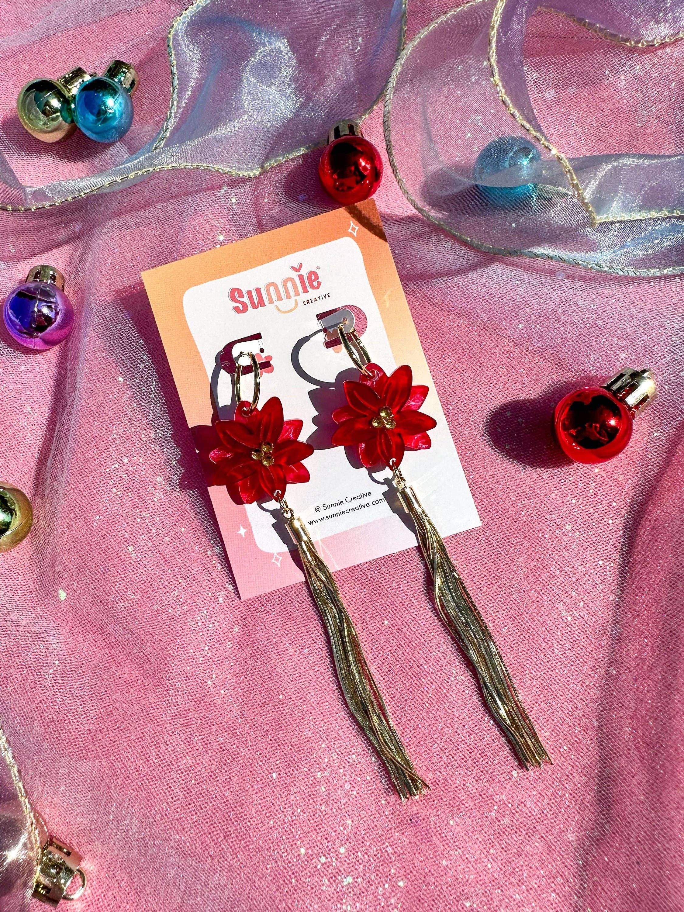 Poinsettia Earrings