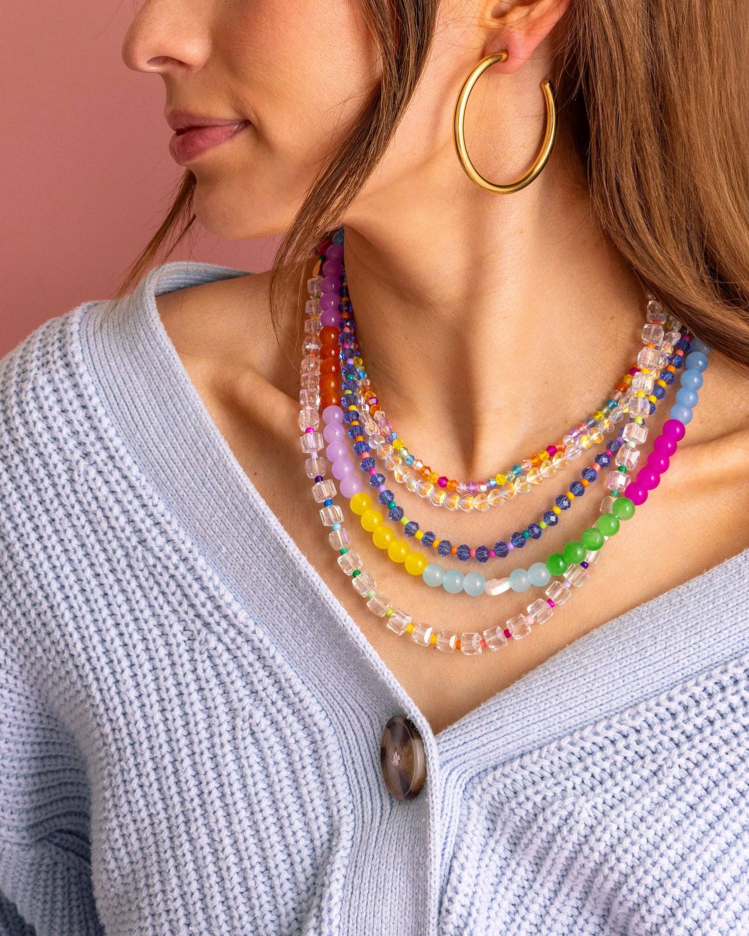 Beaded Necklace - Multi-Colored - Chloe