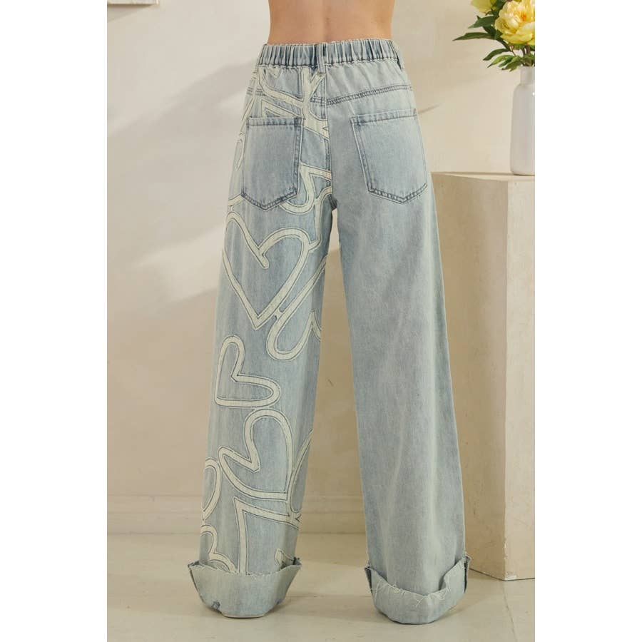 High Rise Patchwork Heart Jeans