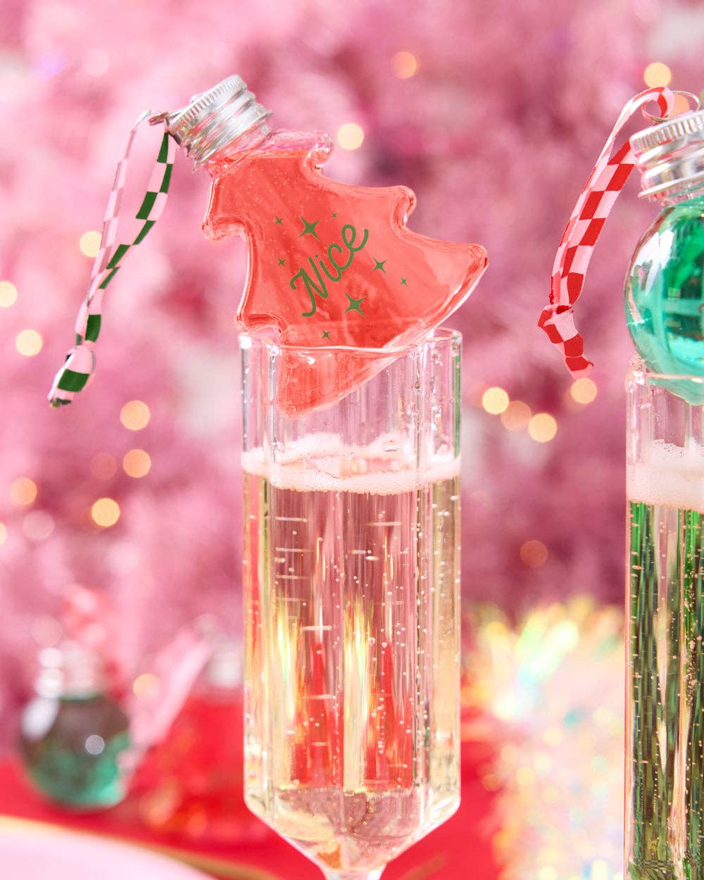 Christmas Spirit Ornaments - 10 shot glass ornaments, Christmas Party, Team Nice/Naughty
