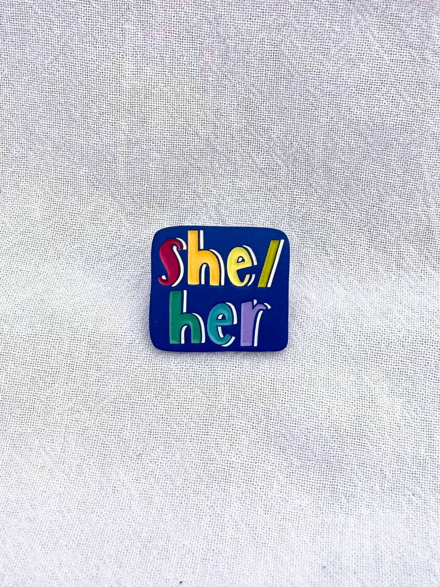 Blue & Rainbow 1-inch pronoun pins!