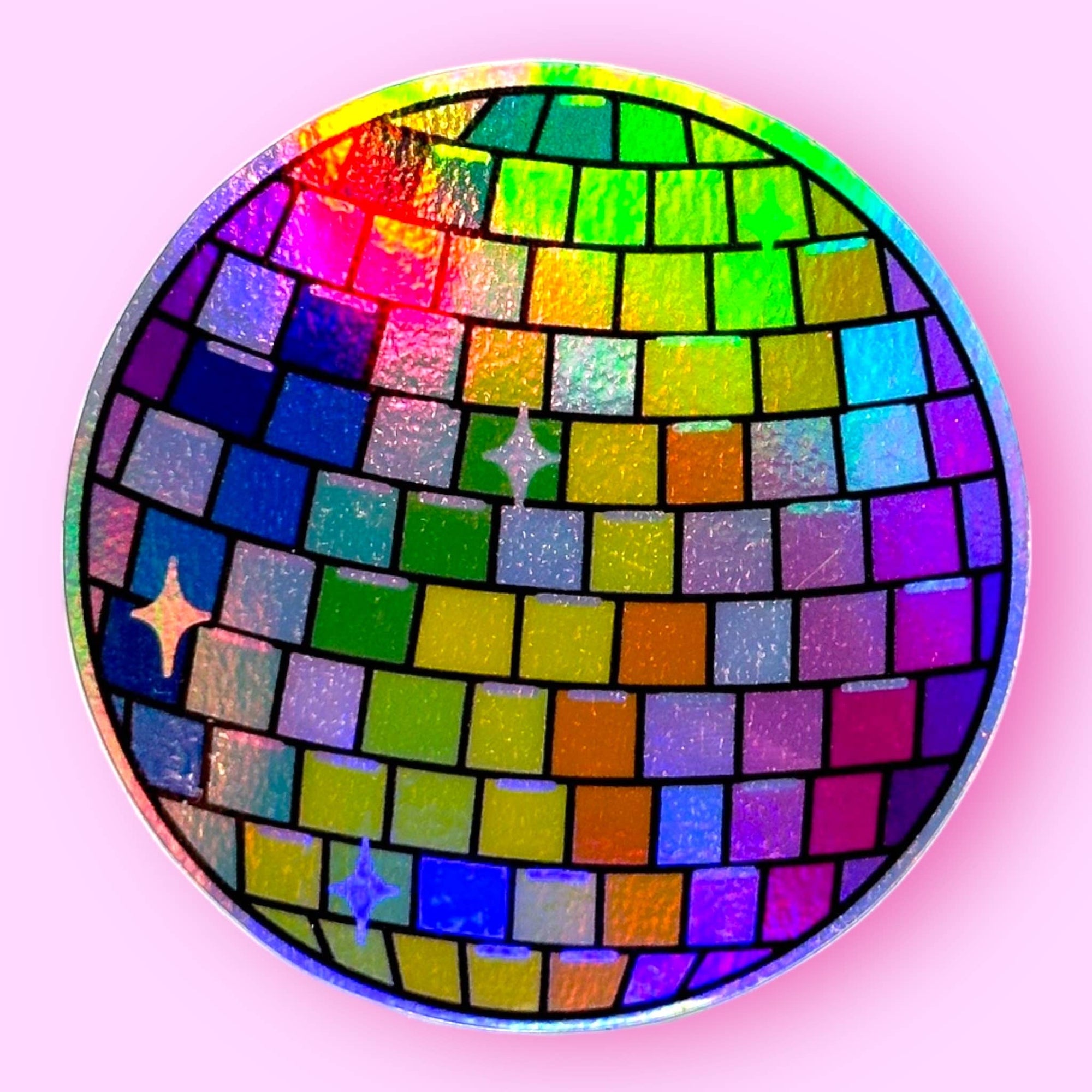 Holographic Rainbow Disco Ball Sticker!