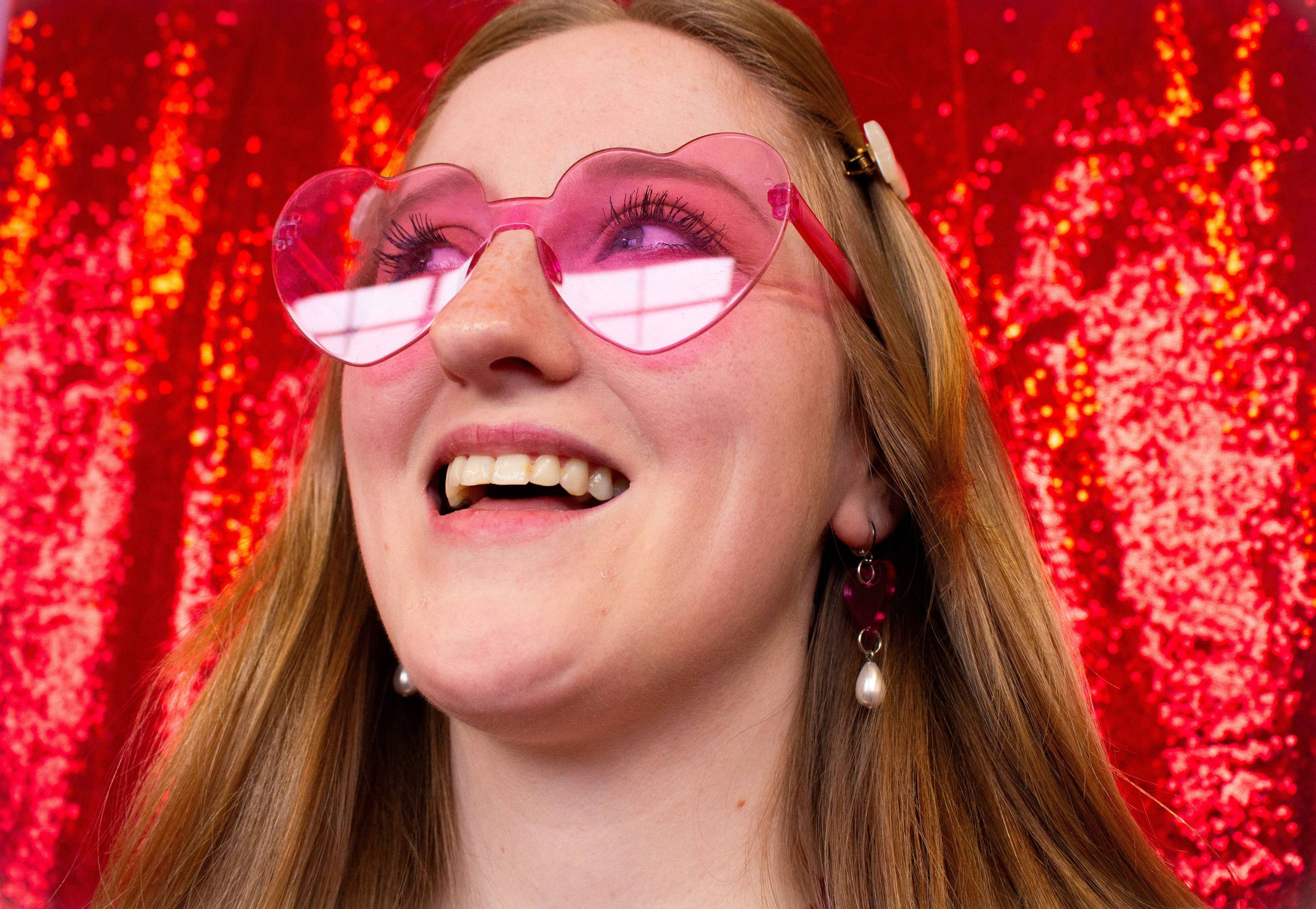 Acrylic Heart Pearl Drop Earrings