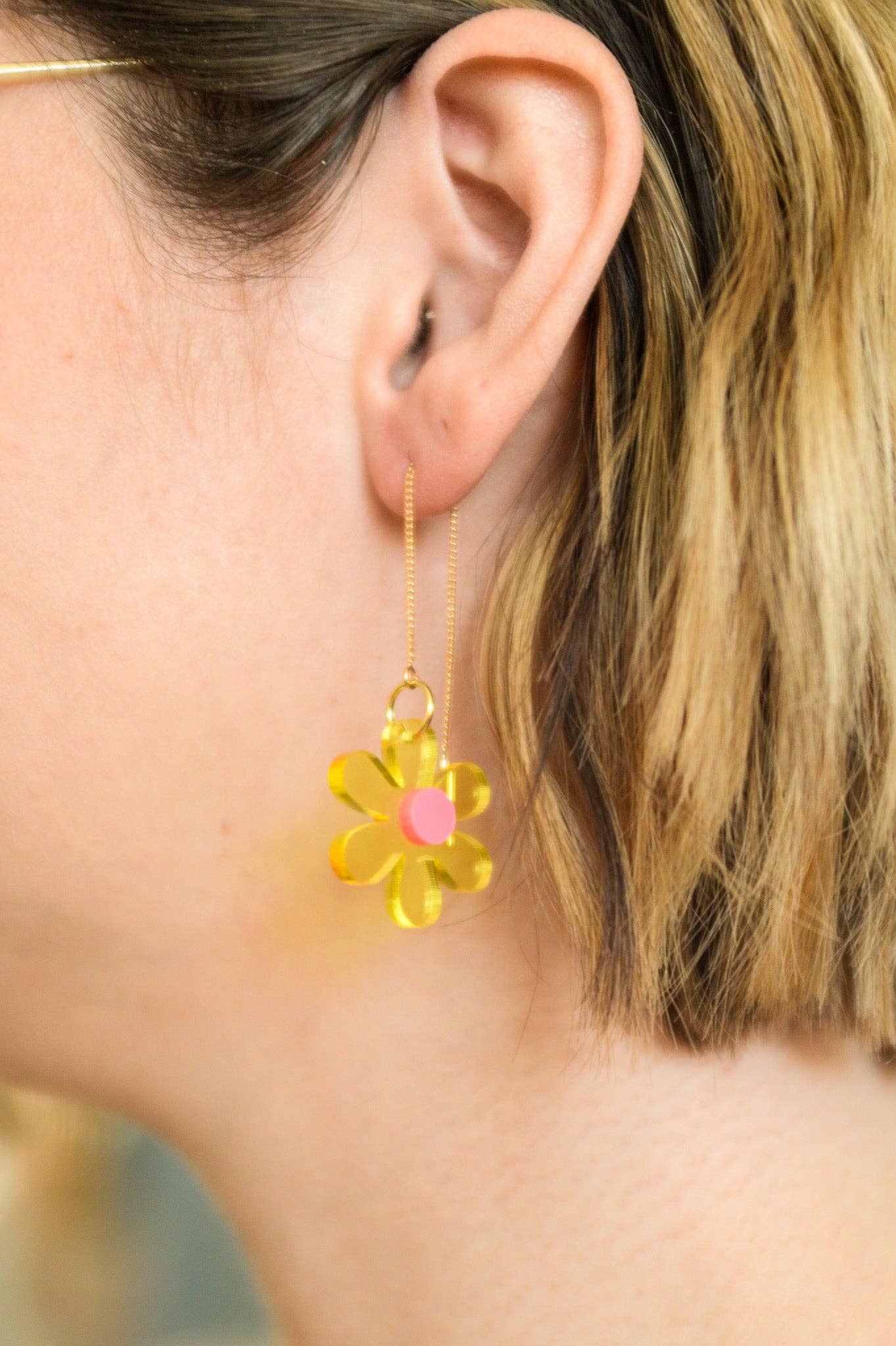 Floral Threader Dainty Spring and Sumer Earrings