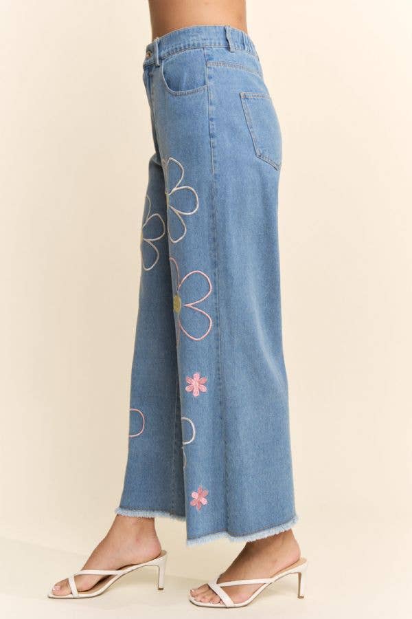 Flower Embroidered Jeans