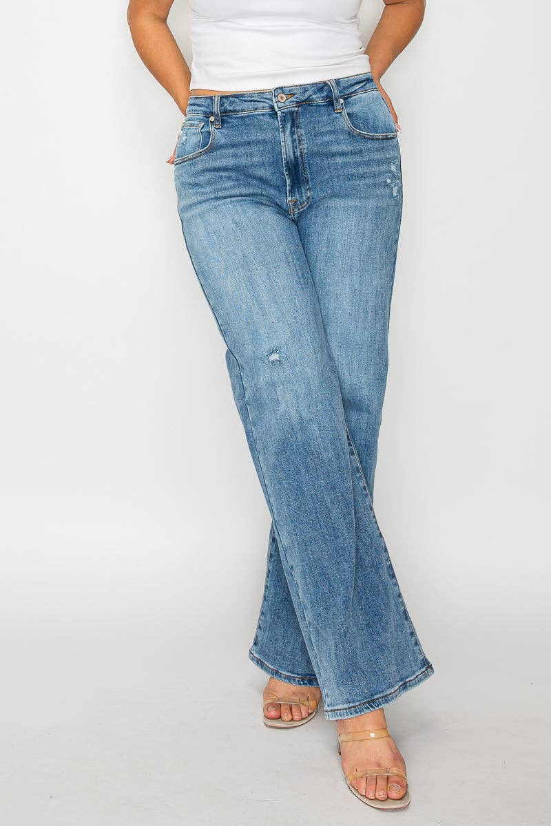 High Rise Wide Leg Jeans (Plus)