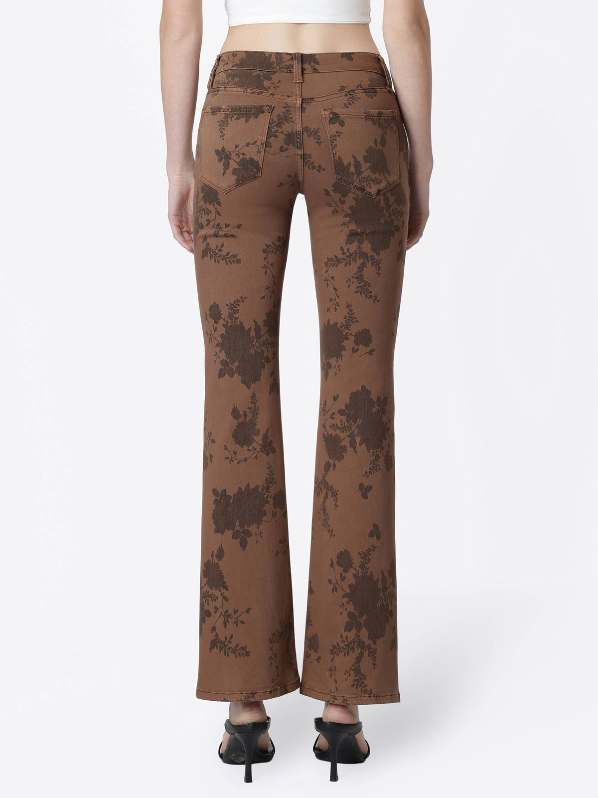 Low Rise Stretch Brown Floral Jeans (Plus)